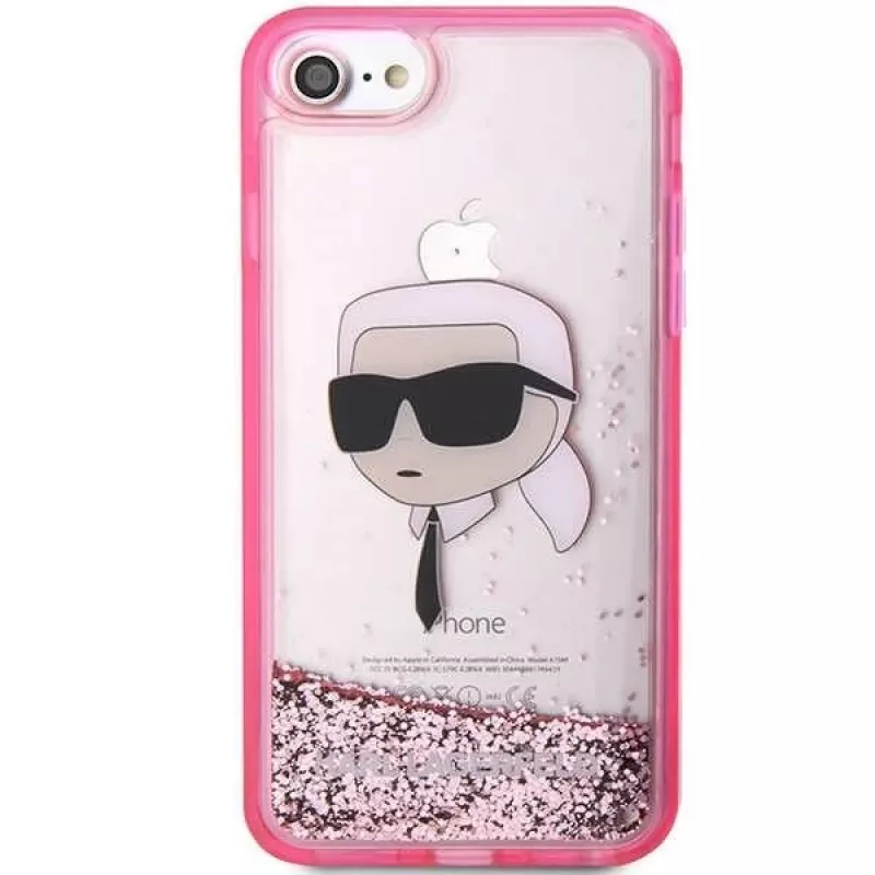 Karl Lagerfeld KLHCI8LNKHCP Custodia rigida Glitter Karl Head per iPhone 7/8/SE 2020/SE 2022, rosa