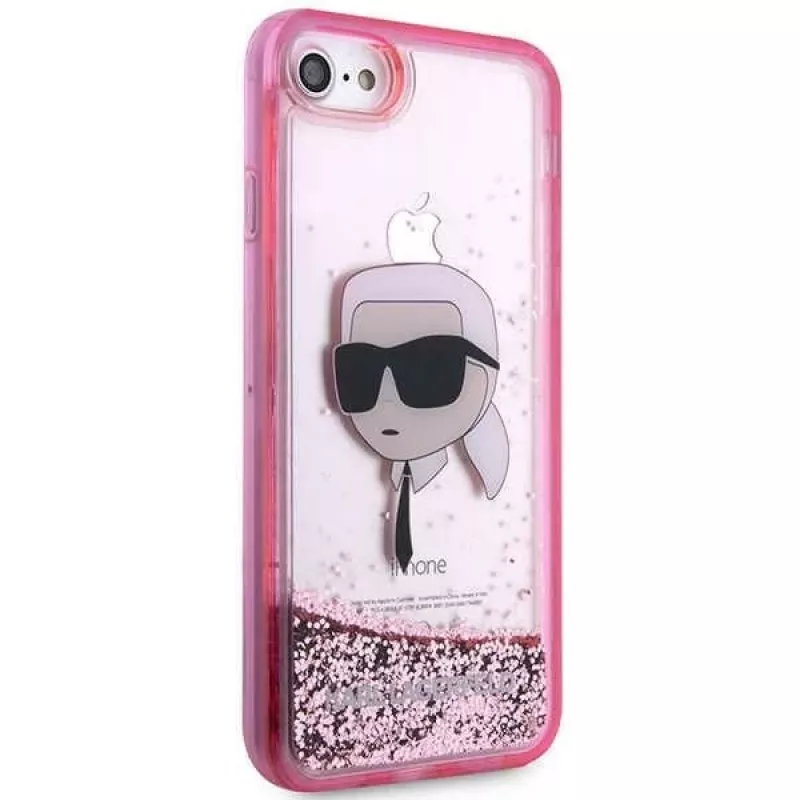 Karl Lagerfeld KLHCI8LNKHCP Custodia rigida Glitter Karl Head per iPhone 7/8/SE 2020/SE 2022, rosa