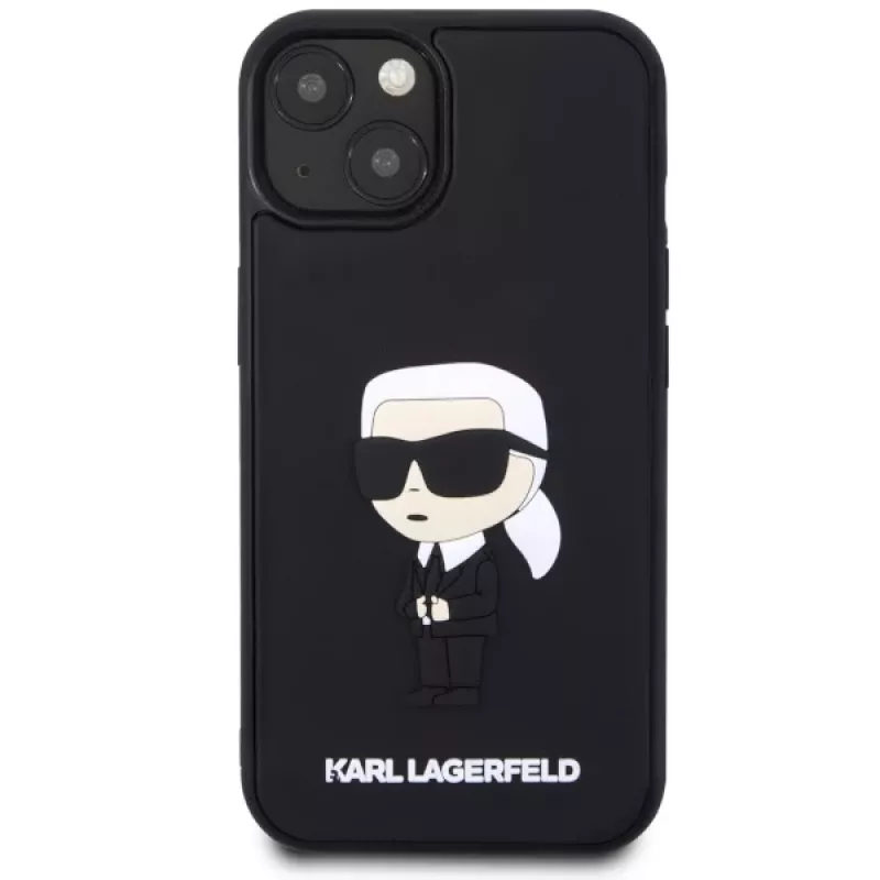 Karl Lagerfeld KLHCP14M3DRKINK Hardcase Rubber Ikonik 3D per iPhone 14 Plus / 15 Plus 6.7 nero