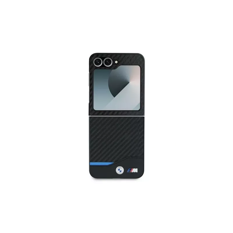BMW Hardcase Carbon Blue Line per Samsung Galaxy Z Flip6 / Z Flip7 FE - nero