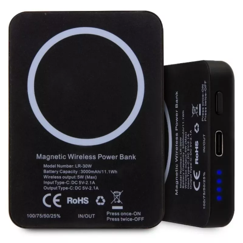 Karl Lagerfeld Ikonik MagSafe Wireless Power Bank 3000mAh nero