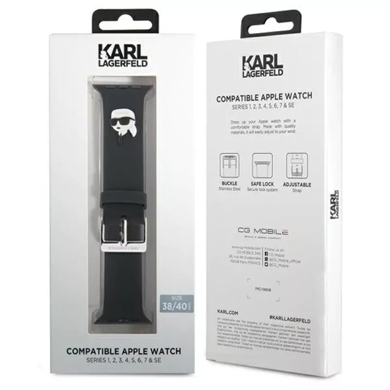 Karl Lagerfeld 3D Rubber Karl Head bracciale per Apple Watch 38/40/41mm nero