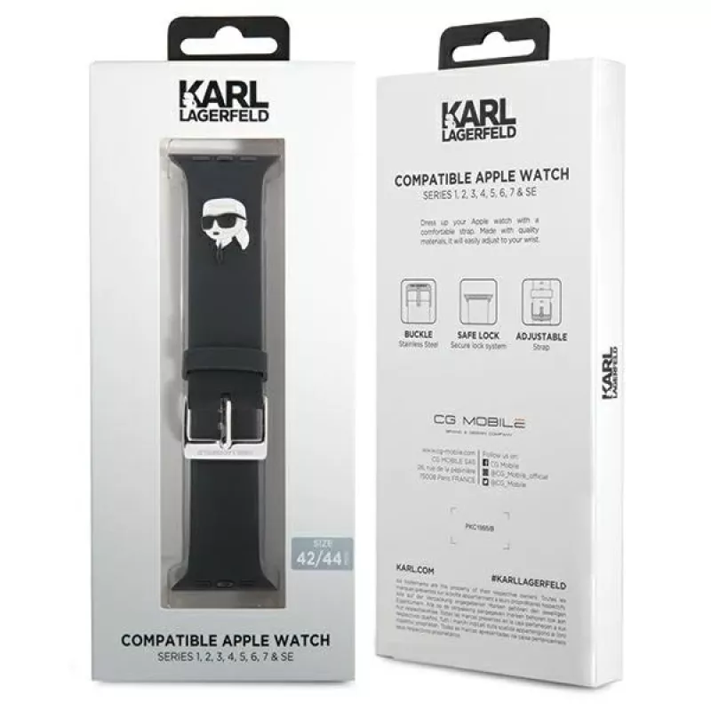 Karl Lagerfeld 3D Rubber Karl Head cinturino per Apple Watch 42/44/45/49mm nero