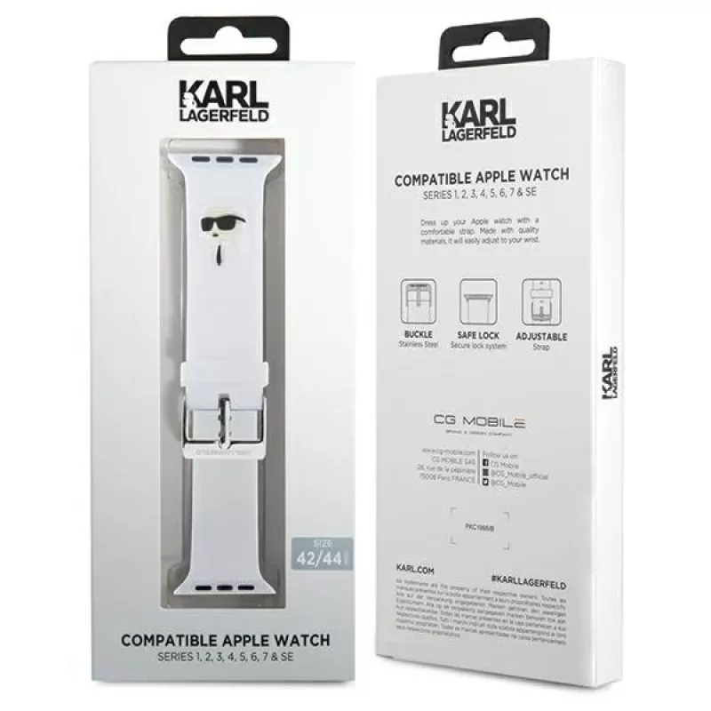 Karl Lagerfeld 3D Rubber Karl Head bracciale Apple Watch 42/44/45/49mm bianco