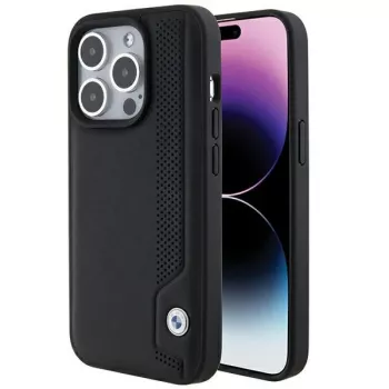 BMW BMHCP15X22RBDK Hardcase pelle Blue Dots per iPhone 15 Pro Max 6,7 inch nero