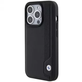 BMW BMHCP15X22RBDK Hardcase pelle Blue Dots per iPhone 15 Pro Max 6,7 inch nero