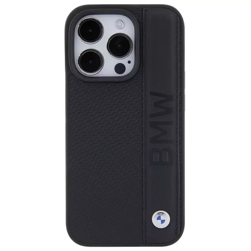 BMW M Collection iPhone 15 Pro Max 6,7 inch nero Hardcase pelle texture e strisce