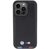 BMW Leather Stamp Tricolor Custodia per iPhone 15 Pro 6,1 inch nera