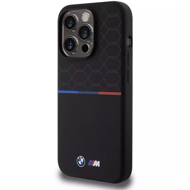 BMW M Custodia rigida in silicone con motivo compatibile MagSafe per Apple iPhone 15 Pro 6,1