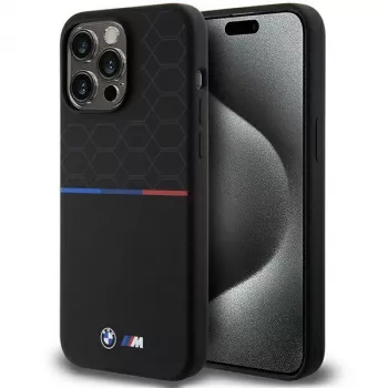 BMW M Custodia rigida in silicone con motivo compatibile MagSafe per iPhone 15 Pro Max 6,7 inch nera