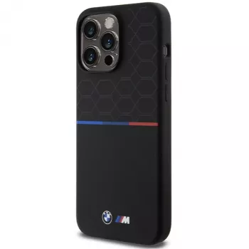 BMW M Custodia rigida in silicone con motivo compatibile MagSafe per iPhone 15 Pro Max 6,7 inch nera
