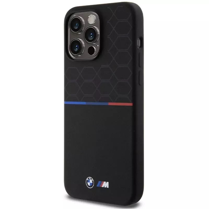 BMW M Custodia rigida in silicone con motivo compatibile MagSafe per iPhone 15 Pro Max 6,7