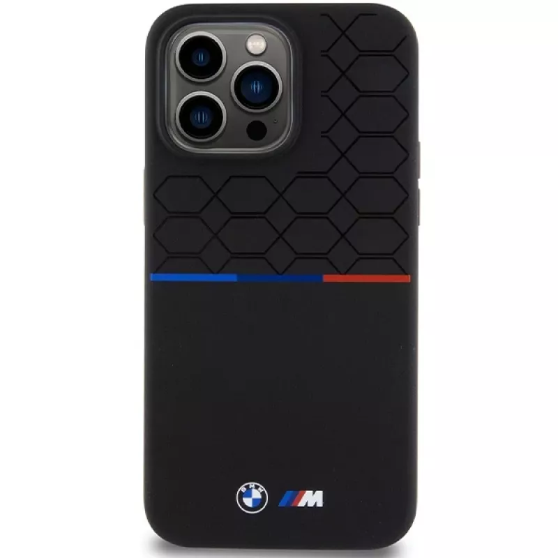BMW M Custodia rigida in silicone con motivo compatibile MagSafe per iPhone 15 Pro Max 6,7