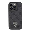 GUESS PU 4G Strass Triangle Metal Case + tracolla per iPhone 15 Pro nero