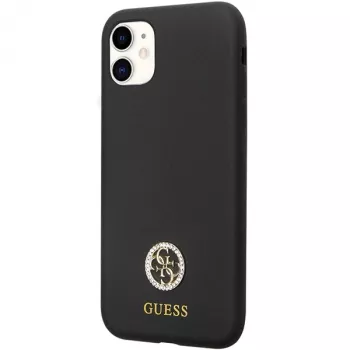 Guess GUHCN614DGPK Custodia rigida in silicone con logo e strass 4G per Apple iPhone 11 / Xr 6,1