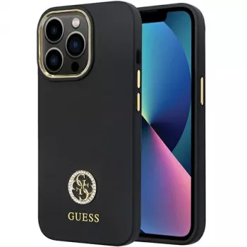 Guess GUHCP13LM4DGPK iPhone 13 Pro / 13 Hardcase Silicone Logo Strass 4G nero