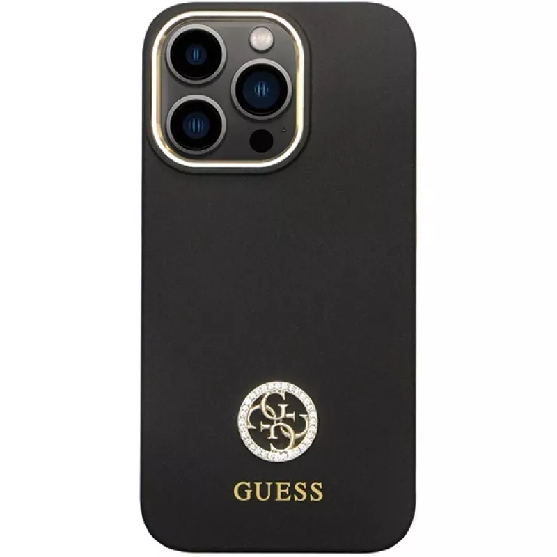 Guess GUHCP13LM4DGPK iPhone 13 Pro / 13 Hardcase Silicone Logo Strass 4G nero