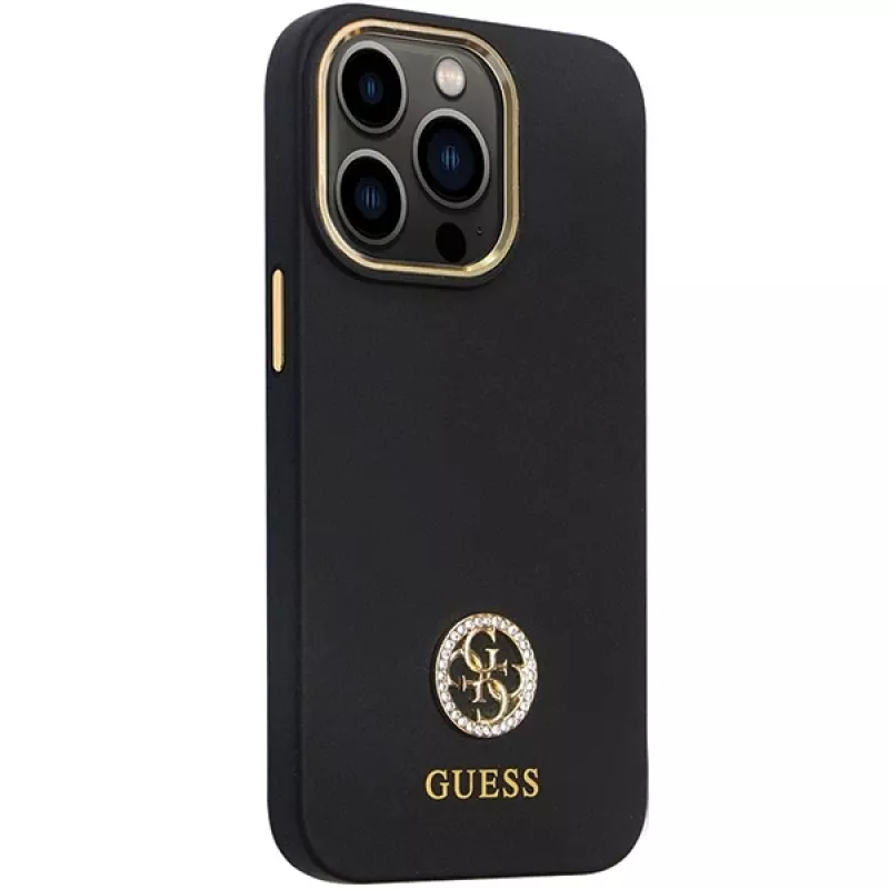 Guess GUHCP13LM4DGPK iPhone 13 Pro / 13 Hardcase Silicone Logo Strass 4G nero