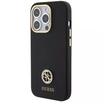 Guess GUHCP15LM4DGPK iPhone 15 Pro 6.1 nero Hardcase Silicone Logo Strass 4G