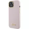 Guess GUHCP15SSMBSLP Custodia rigida in silicone con logo e cornice in metallo Script per Apple iPhone 15 / 14 / 13 6,1