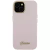 Guess GUHCP15SSMBSLP Custodia rigida in silicone con logo e cornice in metallo Script per Apple iPhone 15 / 14 / 13 6,1