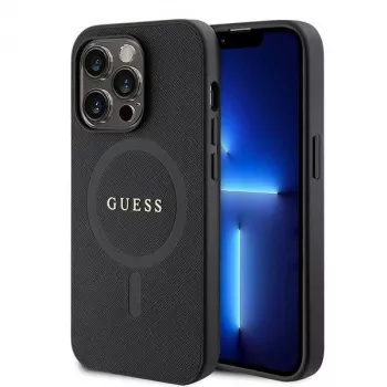 Custodia GUESS Saffiano PU MagSafe per iPhone 15 Pro nero