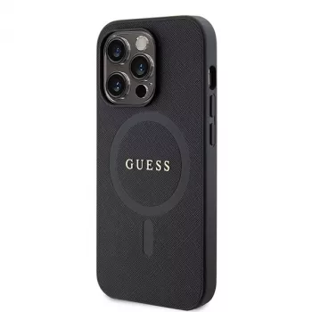 Custodia GUESS Saffiano PU MagSafe per iPhone 15 Pro nero