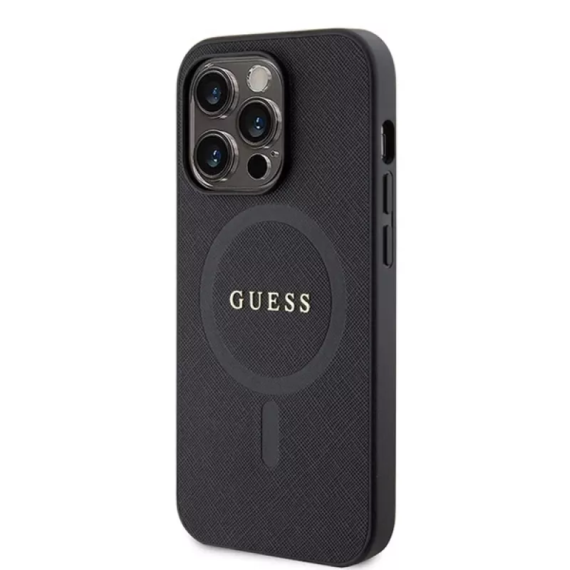 Custodia GUESS Saffiano PU MagSafe per iPhone 15 Pro nero