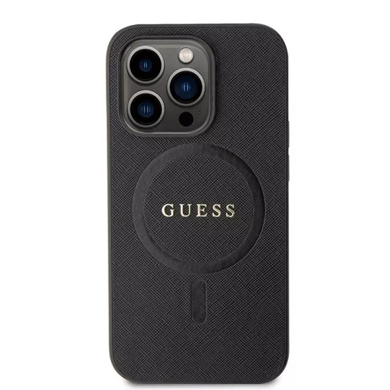 Custodia GUESS Saffiano PU MagSafe per iPhone 15 Pro nero
