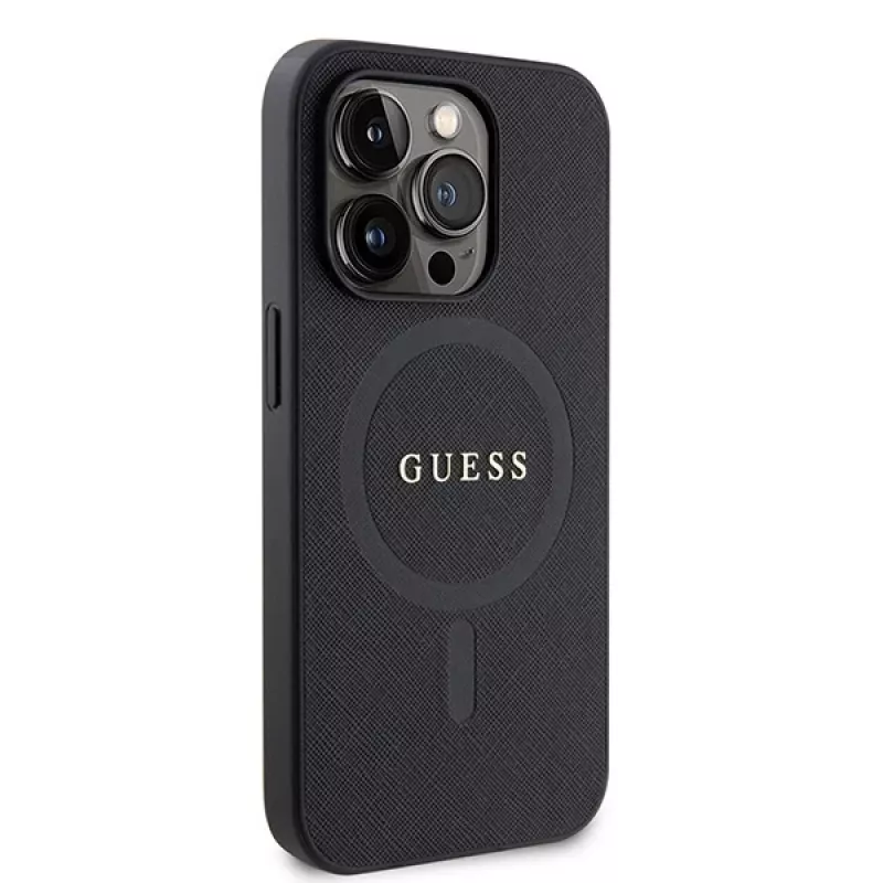 Custodia GUESS Saffiano PU MagSafe per iPhone 15 Pro nero