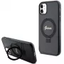 Custodia rigida Guess GUHMN61HRSGSK iPhone 11 / XR 6.1 nero Ring Stand Script Glitter MagSafe