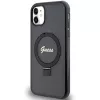 Custodia rigida Guess GUHMN61HRSGSK iPhone 11 / XR 6.1 nero Ring Stand Script Glitter MagSafe