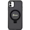 Custodia rigida Guess GUHMN61HRSGSK iPhone 11 / XR 6.1 nero Ring Stand Script Glitter MagSafe