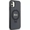 Custodia rigida Guess GUHMN61HRSGSK iPhone 11 / XR 6.1 nero Ring Stand Script Glitter MagSafe