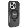 Custodia rigida Guess GUHMP14LHRSGSK iPhone 14 Pro 6.1 Ring Stand Script Glitter MagSafe nero