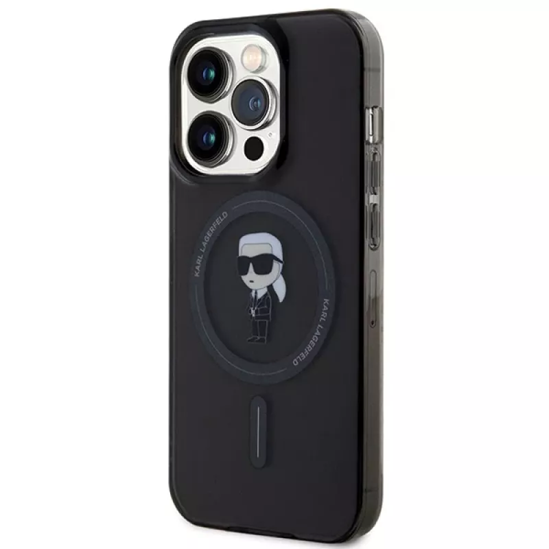 Custodia rigida Karl Lagerfeld Ikonik MagSafe per iPhone 14 Pro 6,1 inch nero