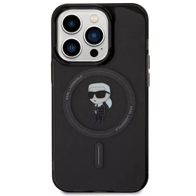 Custodia rigida Karl Lagerfeld Ikonik MagSafe per iPhone 14 Pro 6,1 inch nero