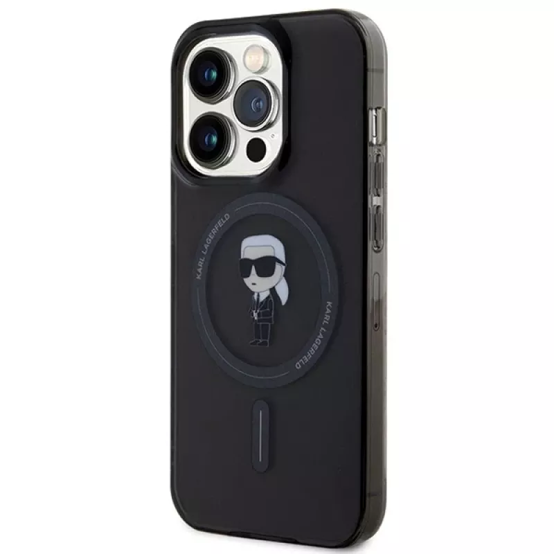 Custodia Karl Lagerfeld MagSafe IML Ikonik per iPhone 15 Pro nero