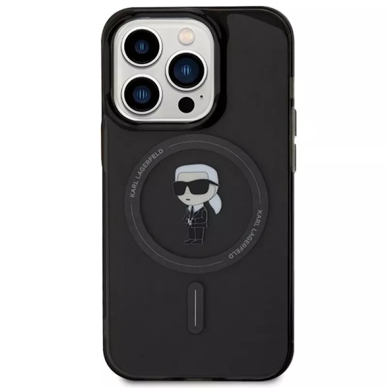 Custodia Karl Lagerfeld MagSafe IML Ikonik per iPhone 15 Pro nero