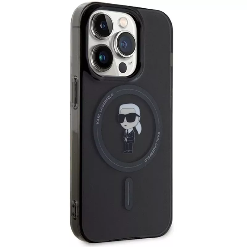 Custodia Karl Lagerfeld MagSafe IML Ikonik per iPhone 15 Pro nero