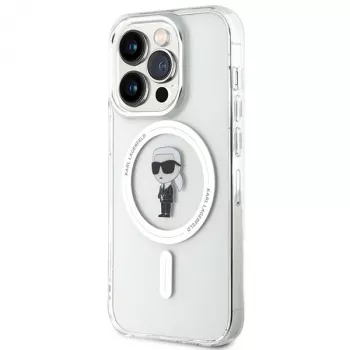 Custodia Karl Lagerfeld MagSafe IML Ikonik per iPhone 15 Pro trasparente