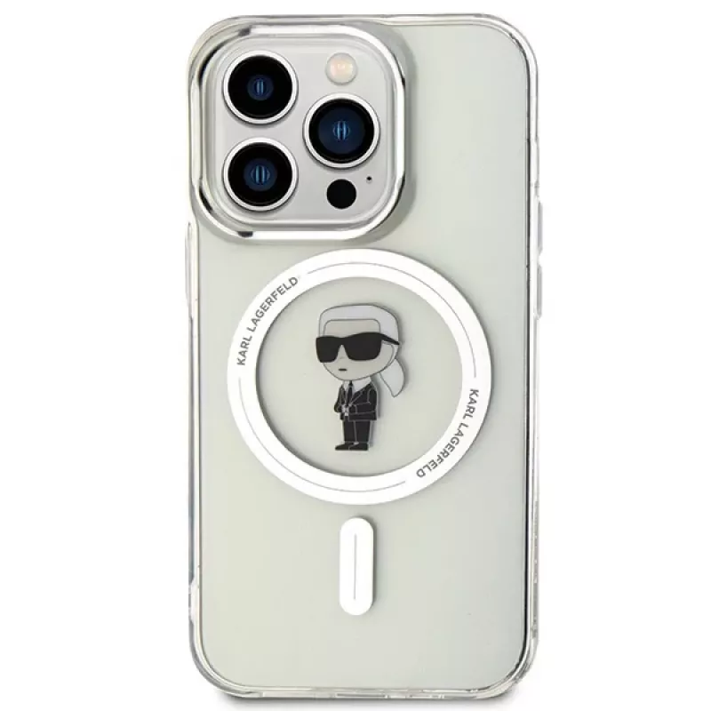 Custodia Karl Lagerfeld MagSafe IML Ikonik per iPhone 15 Pro trasparente
