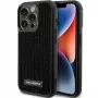Custodia rigida Karl Lagerfeld KLHCP15LHDSPLK per iPhone 15 Pro 6,1 inch nero logo strass piastra in metallo