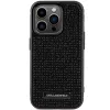 Custodia rigida Karl Lagerfeld KLHCP15LHDSPLK per iPhone 15 Pro 6,1 inch nero logo strass piastra in metallo