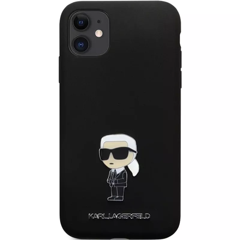 Custodia in silicone Karl Lagerfeld Ikonik Metal Pin per Apple iPhone 11 / iPhone XR 6,1