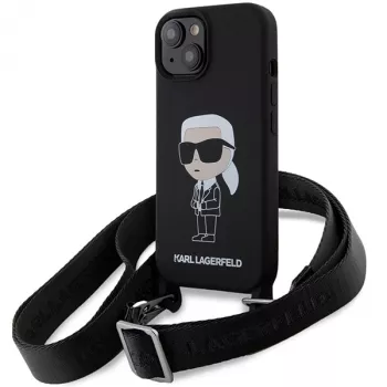 Custodia rigida Karl Lagerfeld KLHCP15SSCBSKNK iPhone 15 / 14 / 13 6.1 nero Crossbody silicone Ikonik