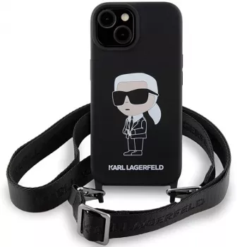 Custodia rigida Karl Lagerfeld KLHCP15SSCBSKNK iPhone 15 / 14 / 13 6.1 nero Crossbody silicone Ikonik