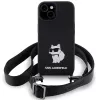 Custodia rigida Karl Lagerfeld KLHCP15SSCBSCNK iPhone 15 / 14 / 13 6.1 nero Crossbody silicone Choupette