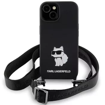 Custodia rigida Karl Lagerfeld KLHCP15SSCBSCNK iPhone 15 / 14 / 13 6.1 nero Crossbody silicone Choupette
