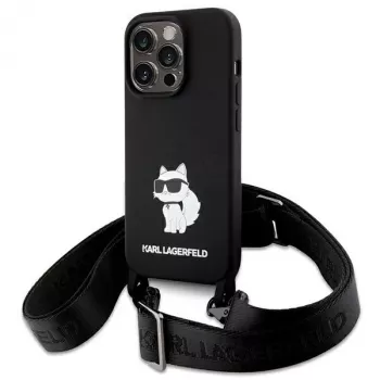 Custodia rigida Karl Lagerfeld KLHCP15XSCBSCNK iPhone 15 Pro Max 6.7 nero Crossbody silicone Choupette